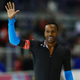Shani Davis reacts to winning the men's 1,000-meter race during the ISU World Cup Speed Skating event in Calgary, Alberta, Canada, Nov. 9, 2013.
Todd Korol/Getty Images